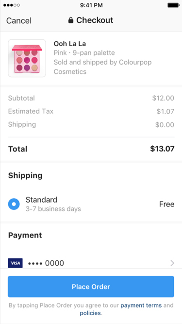 Checkout in app novità Instagram